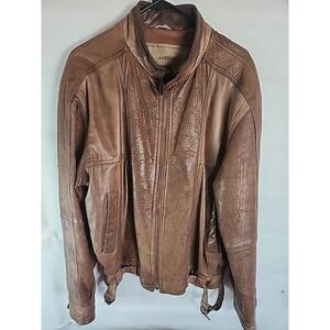 Vintage Members Only Brown Leather Jacket Men Size 40 Europe Craft Milano Roma